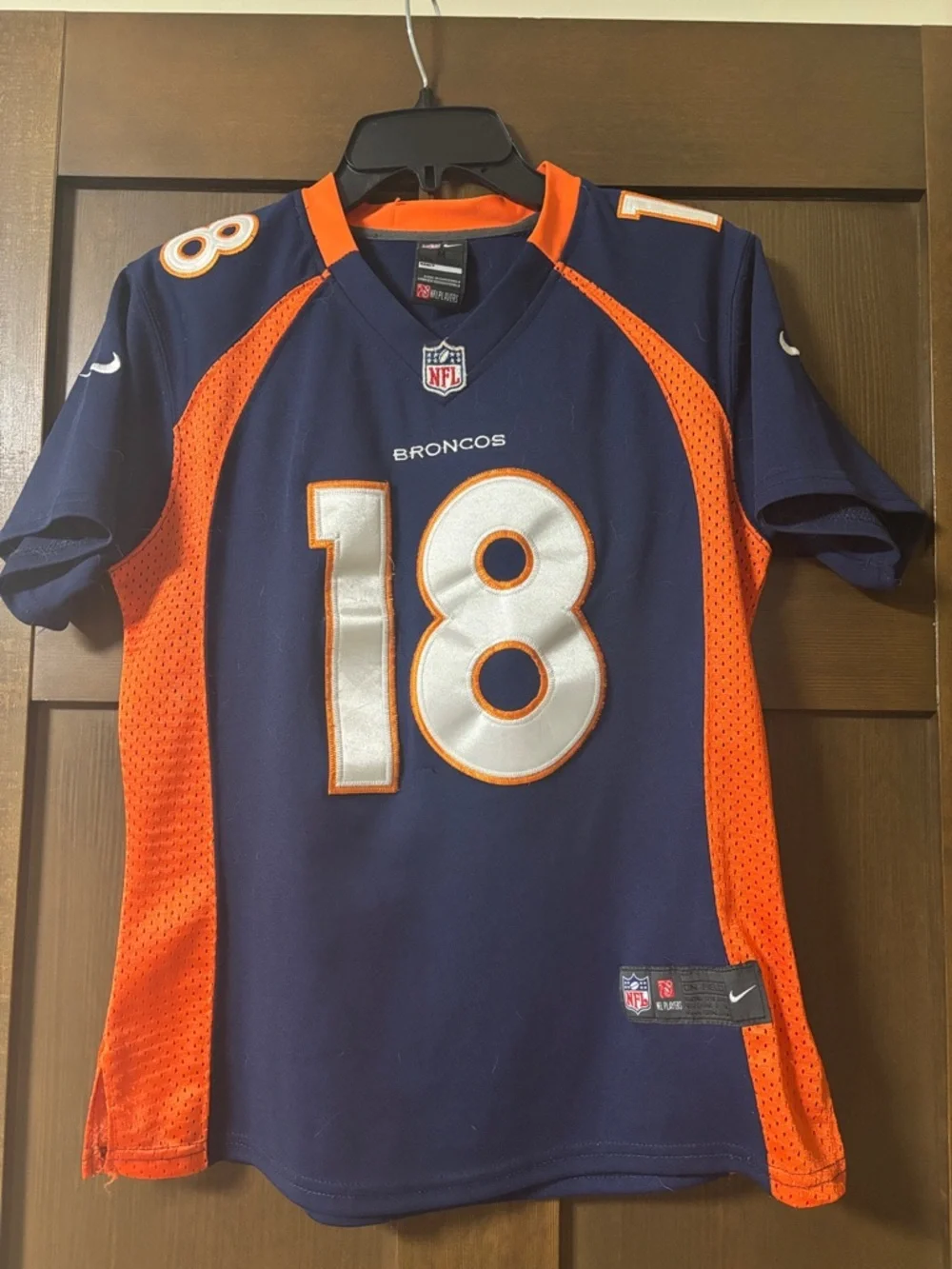 Denver Broncos Peyton Manning NFL Nike Navy and Orange Football Jersey #18